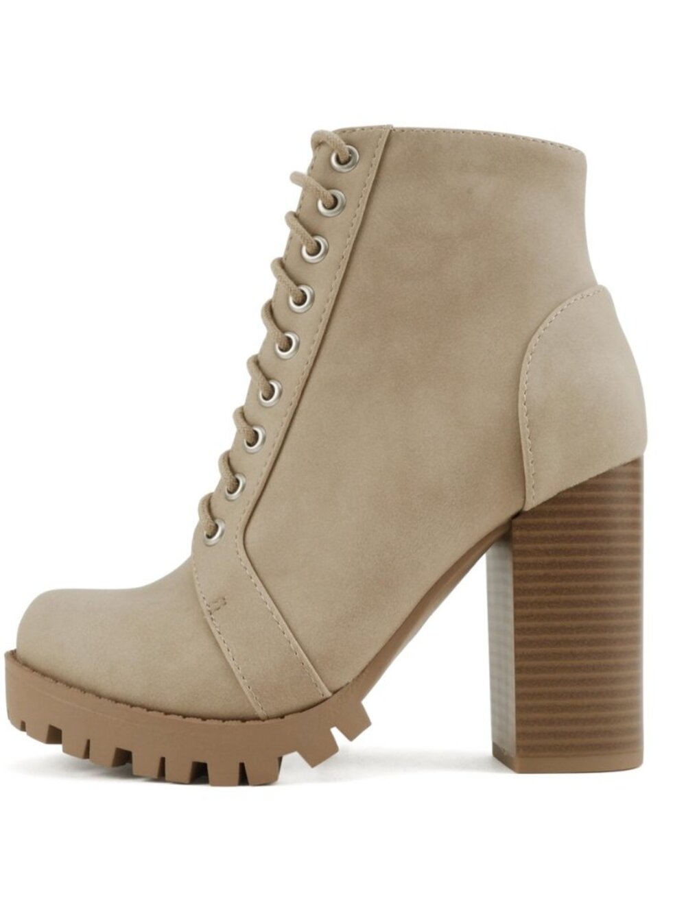 Chalet – Fashion Lace up Military Inspired Ankle Boot with Stacked Heel and Side